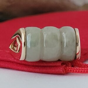 14k Yellow Gold Natural Jade Ring Size 9 Solid Gold! 👌🎁